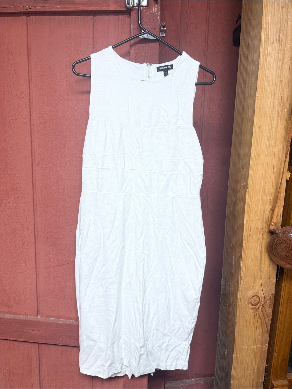 Express White Sleeveless Midi Sheath Dress